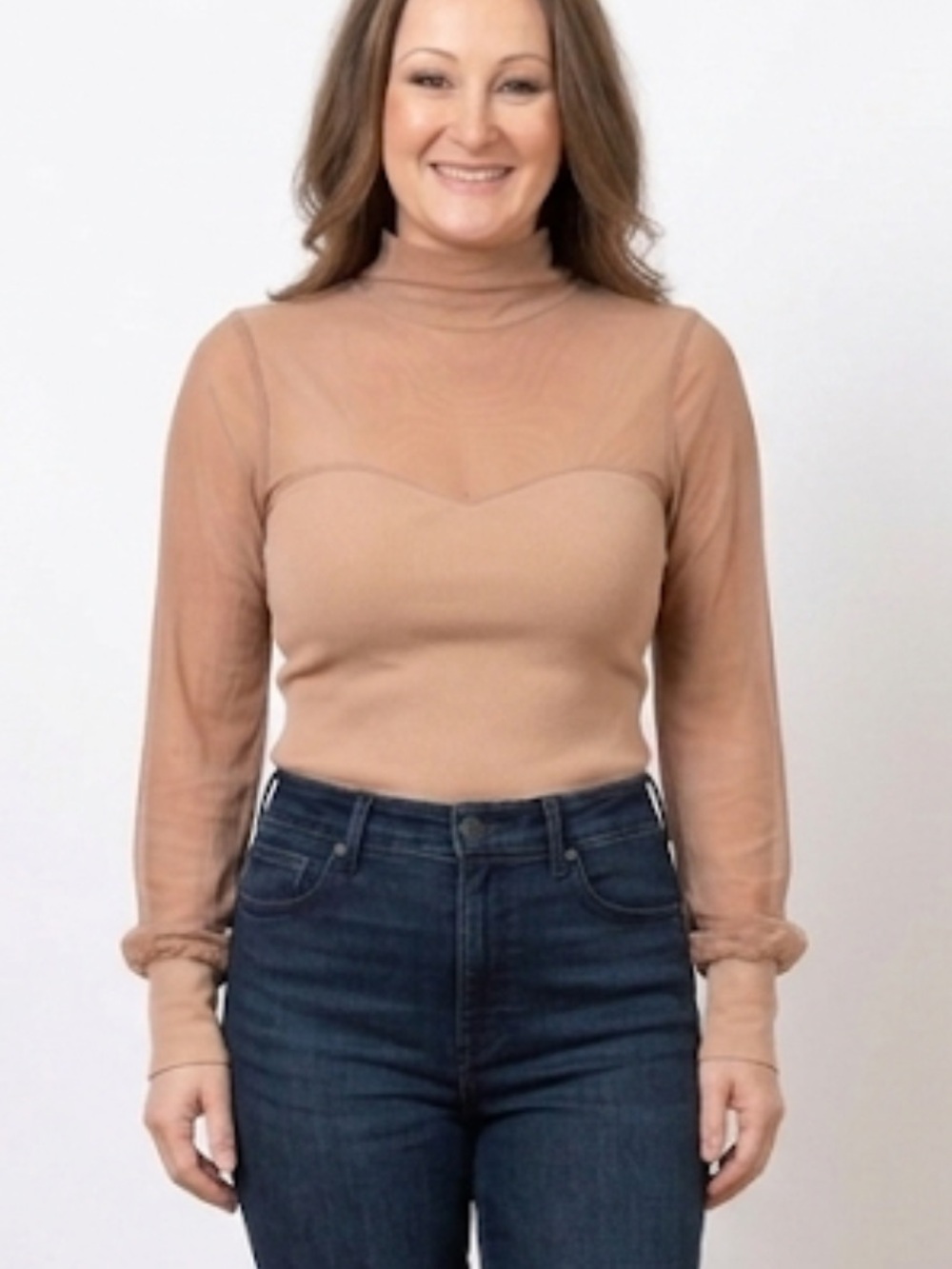 Intimately Free People Nude Illusion Mesh Long Sleeve Top M/L - Picture 1 of 4